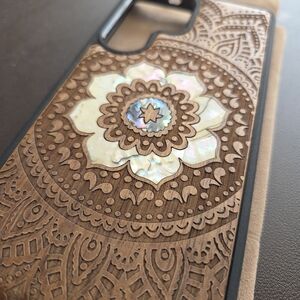 S25 Ultra Mandala Wood Phone Case Shell Inlay NIB Never Used